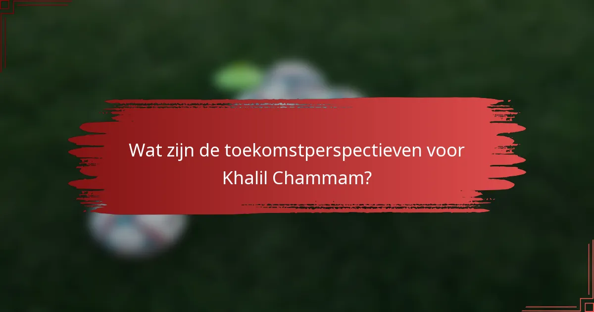 Wat zijn de toekomstperspectieven voor Khalil Chammam?