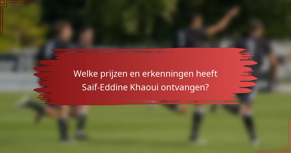 Welke prijzen en erkenningen heeft Saif-Eddine Khaoui ontvangen?
